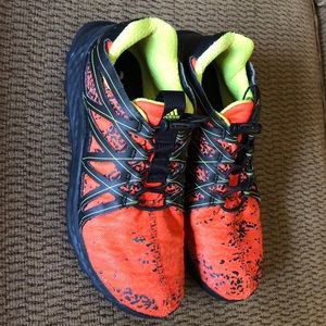 Adidas boys shoes size 6 orange green & black running walking sports sneakers